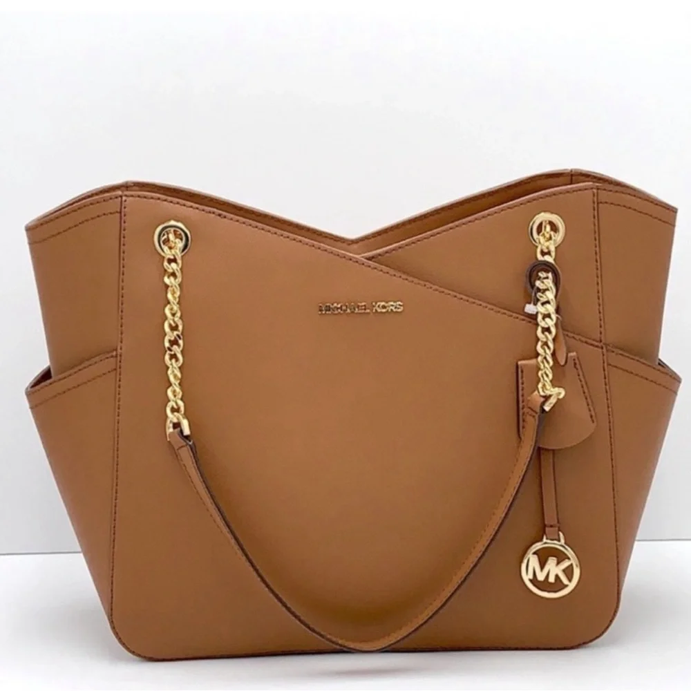 Michael Kors Large X Chain Shoulder Tote Bag Luggage - Picture 2 of 10